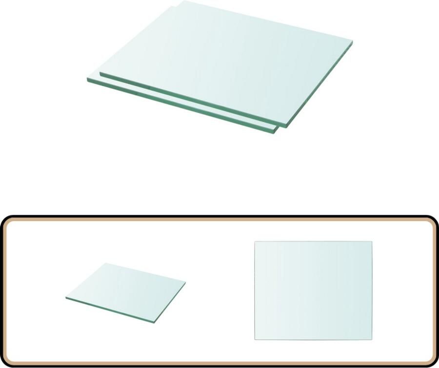 VidaXL Schappen 2 st 30x20 cm Glas Transparant Glazen Schap Wandplank Vitrinekast Displayrek Woonaccessoires