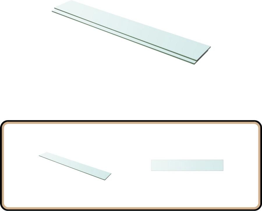 VidaXL Schappen 2 stuks 100x15 cm Glas Transparant Glazen Schap Wandplank Expositieplank Vitrinekast Decoratief Schap