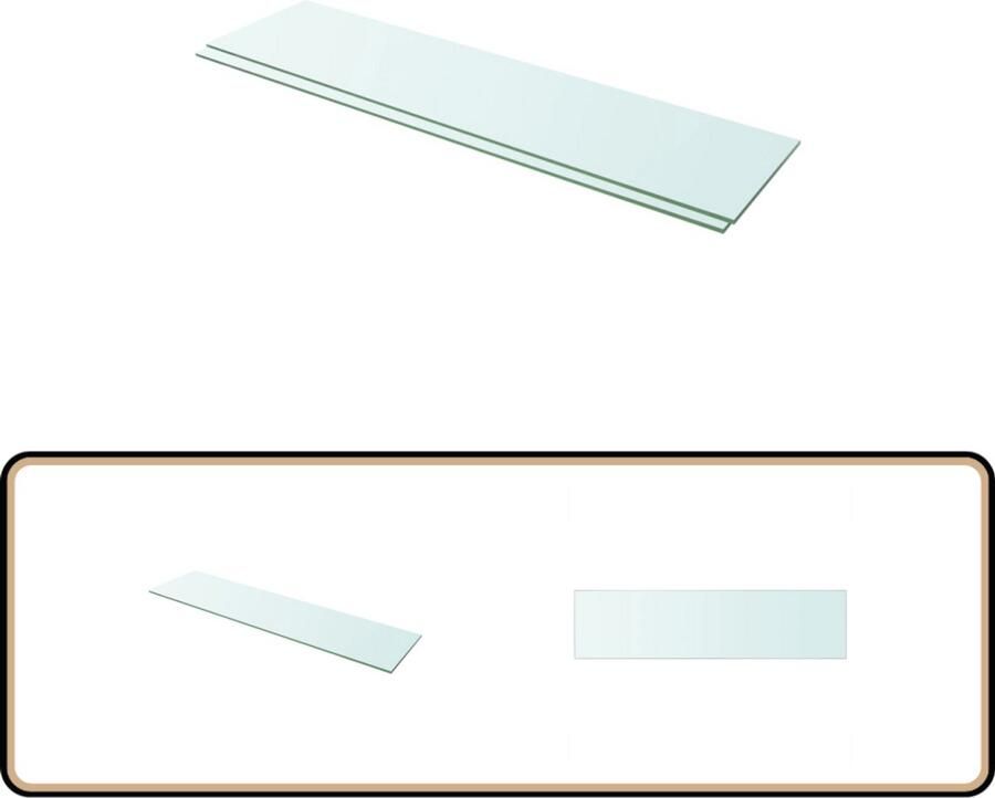 VidaXL Schappen 2 stuks 100x25 cm Glas Transparant Glazen Schap Wandplank Vitrinekast Displayrek Woonaccessoires