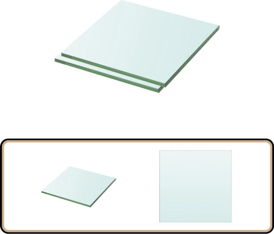 VidaXL Schappen 2 stuks 30x30 cm Glas Transparant Glazen Plank Wandplankje Vitrinekast Displayrek Transparant Glas
