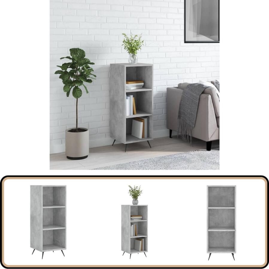 VidaXL Schappenkast 34 5x32 5x90 cm Betongrijs Schappenkast Houten Kast Opbergkast Betonnen Grijze Kast Woonkamerdecoratie - Foto 2