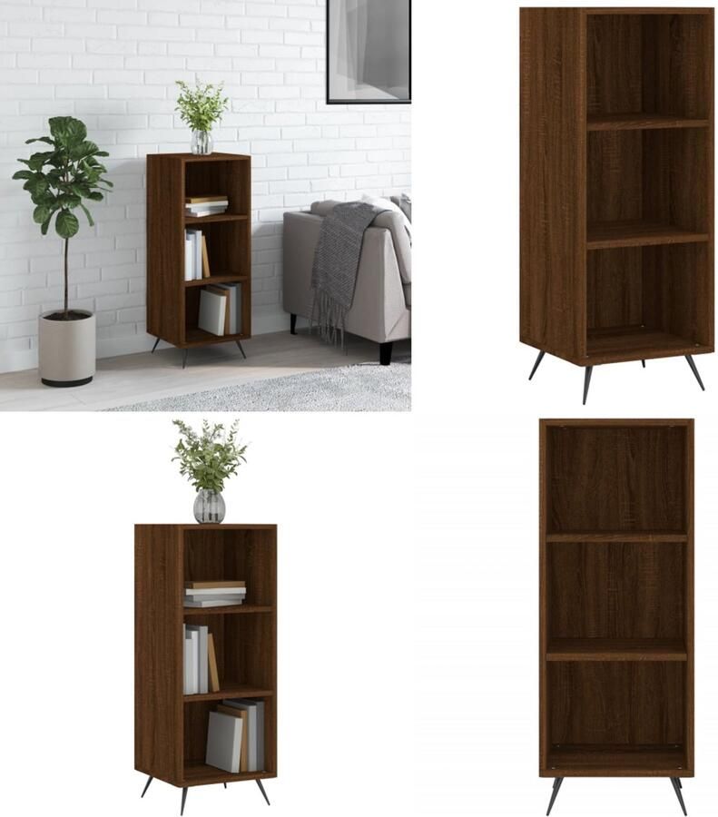 VidaXL Schappenkast 34-5x32-5x90 cm bewerkt hout bruineikenkleurig Schappenkast Schappenkasten Wandkast Kast