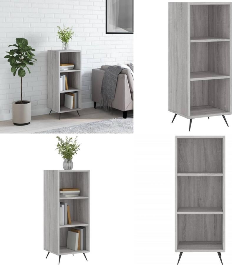 VidaXL Schappenkast 34-5x32-5x90 cm bewerkt hout grijs sonoma eiken Schappenkast Schappenkasten Wandkast Kast