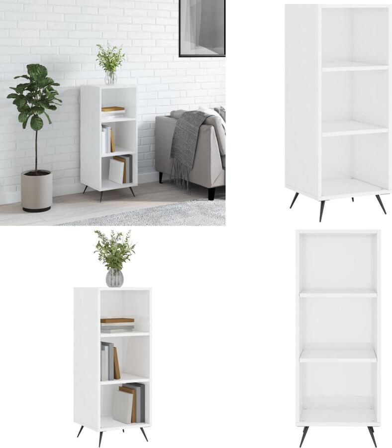 VidaXL Schappenkast 34-5x32-5x90 cm bewerkt hout hoogglans wit Schappenkast Schappenkasten Wandkast Kast