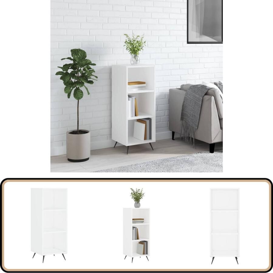 VidaXL Schappenkast Wit 34 5x32 5x90 cm Schappenkast Houten Kast Witte Kast Opbergkast Woonaccessoires