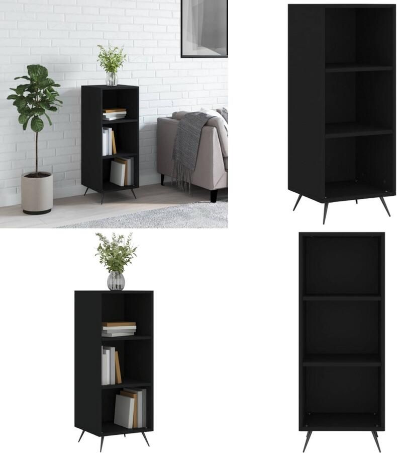 VidaXL Schappenkast 34 5x32 5x90 cm bewerkt hout zwart Schappenkast Schappenkasten Wandkast Kast
