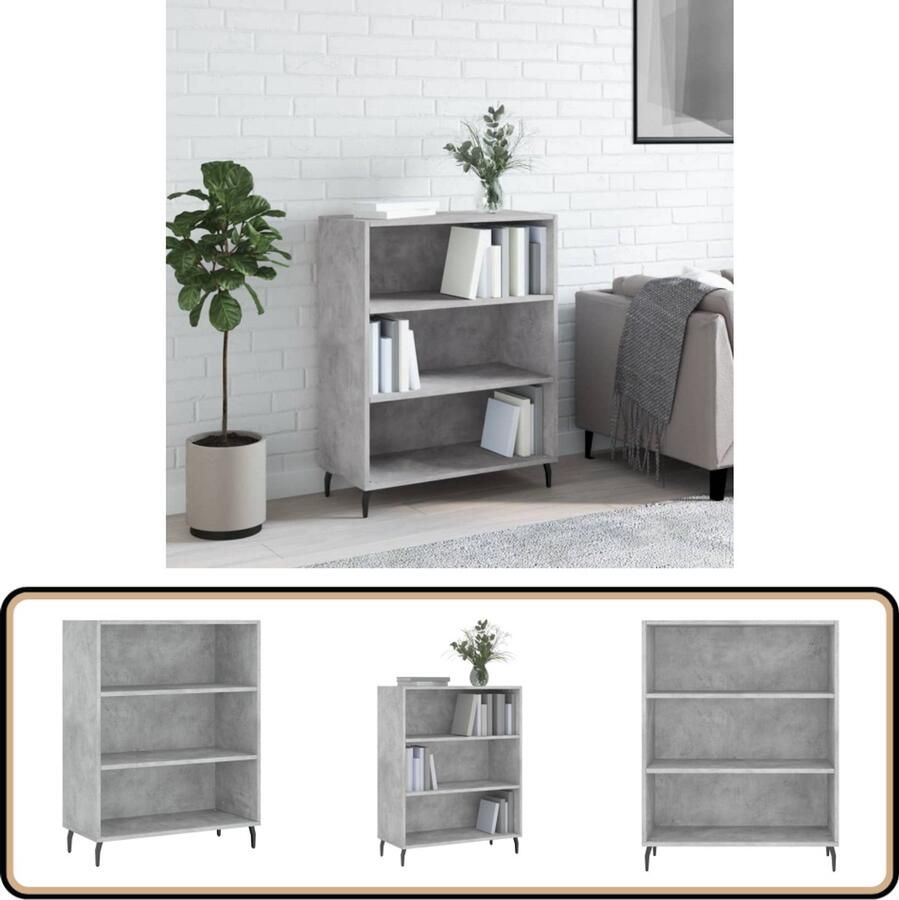 VidaXL Schappenkast 69 5x32 5x90 cm Betongrijs Schappenkast Houten Kast Beton Grijs Opbergkast Woonkamerdecoratie - Foto 2