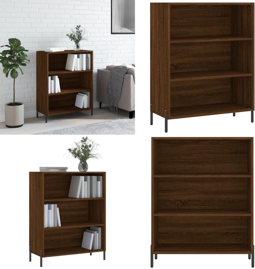 VidaXL Schappenkast 69-5x32-5x90 cm bewerkt hout bruineikenkleurig Schappenkast Schappenkasten Wandkast Kast