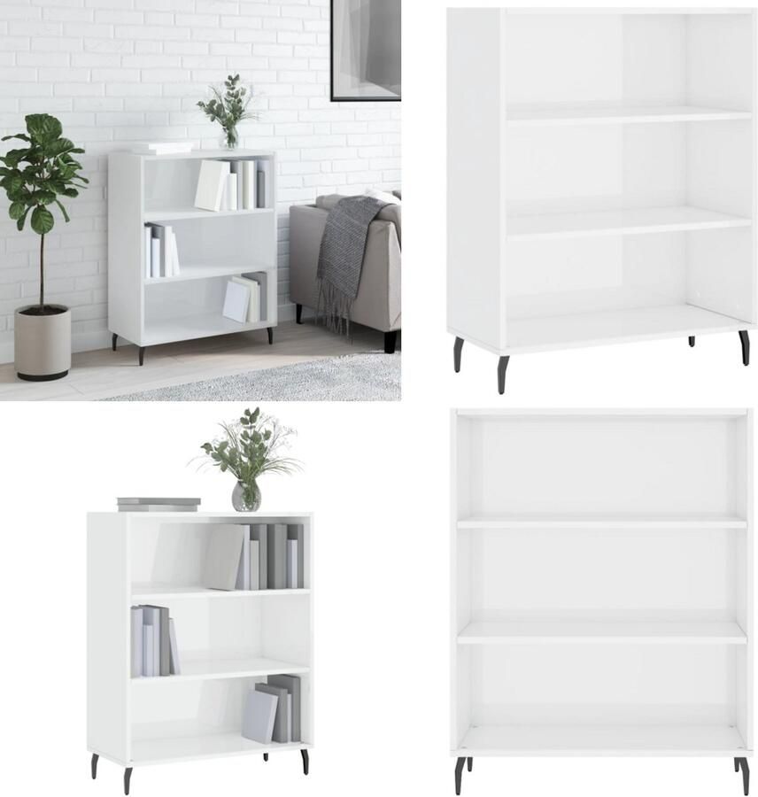 VidaXL Schappenkast 69 5x32 5x90 cm bewerkt hout hoogglans wit Schappenkast Schappenkasten Wandkast Kast