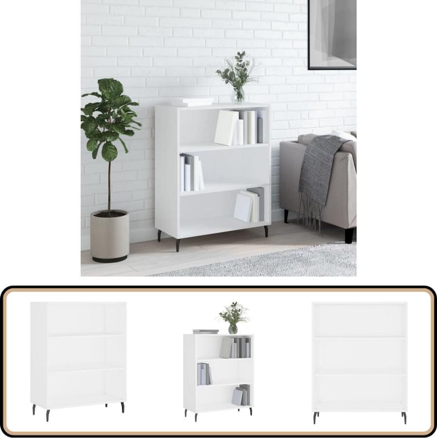 VidaXL Schappenkast Wit Bewerkt hout 69 5x32 5x90 cm Schappenkast Houten Kast Wit Kast Opbergkast Woonaccessoires