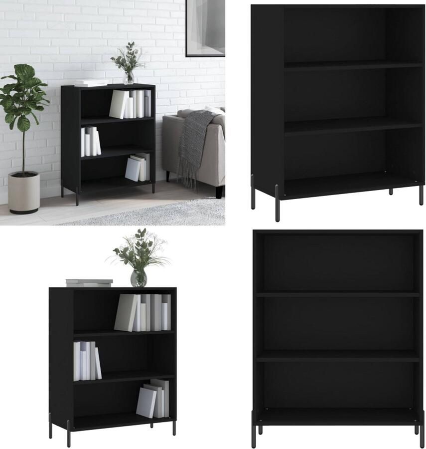 VidaXL Schappenkast 69-5x32-5x90 cm bewerkt hout zwart Schappenkast Schappenkasten Wandkast Kast