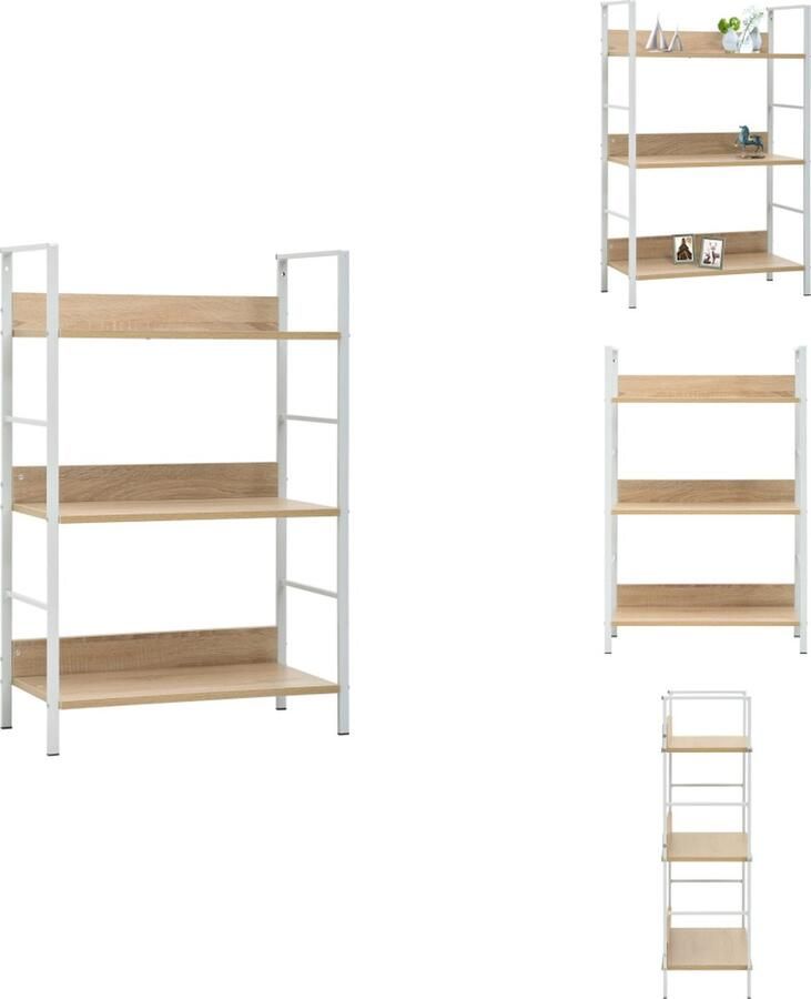 VidaXL Schappenkast Schappenkasten Opbergkast Opbergkasten Boekenkast met 3 schappen 60x27-6x90-5 cm spaanplaat eikenkleur - Foto 2