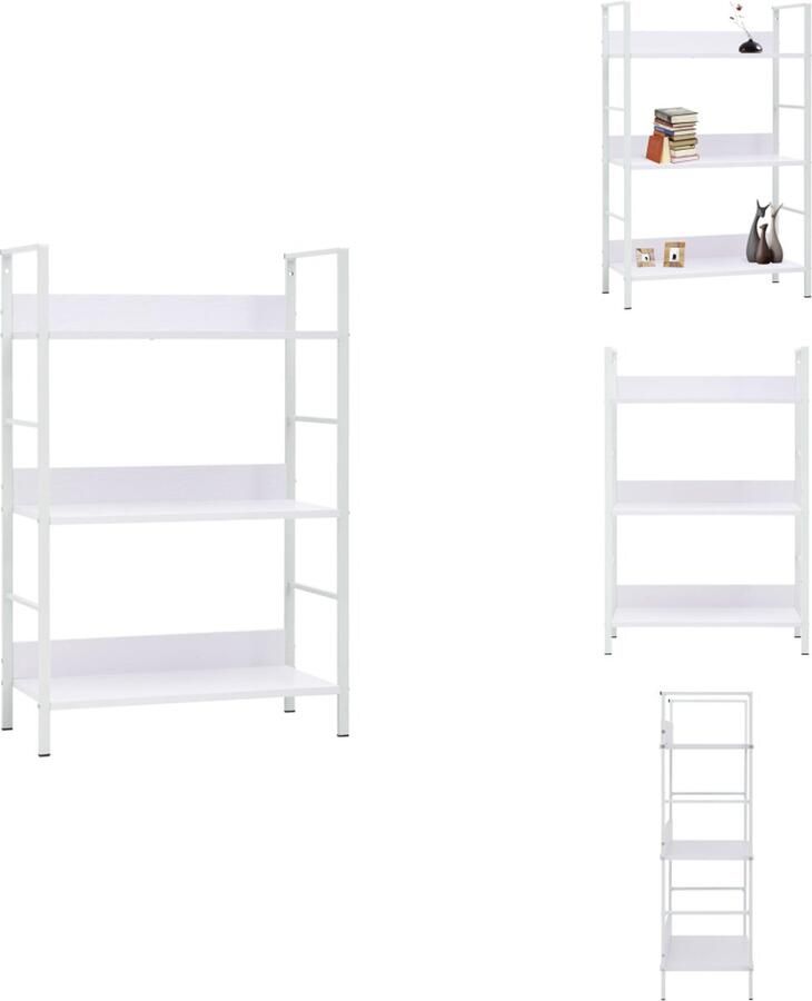 VidaXL Schappenkast Schappenkasten Opbergkast Opbergkasten Boekenkast met 3 schappen 60x27 6x90 5 cm bewerkt hout wit