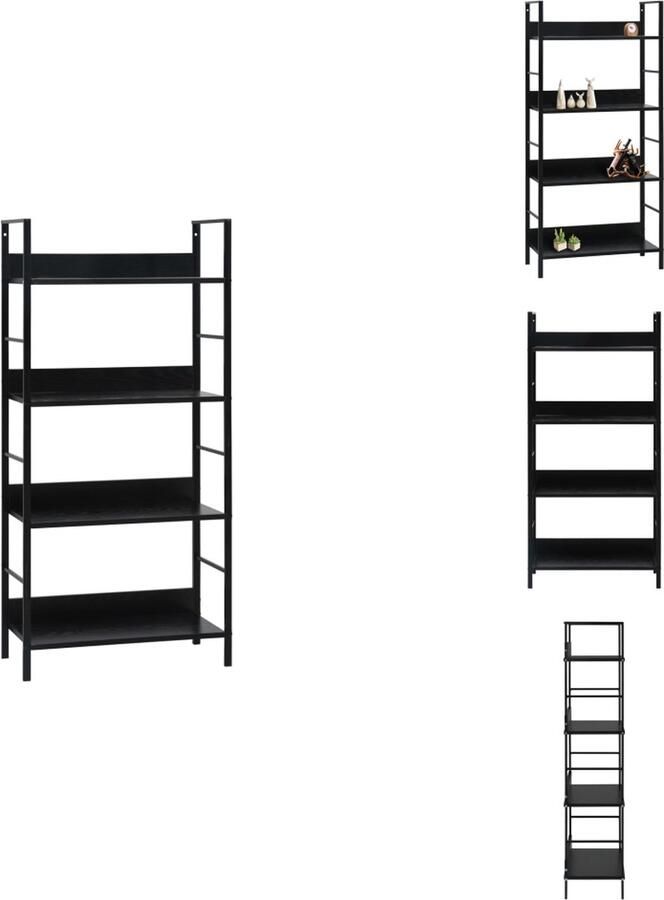 VidaXL Schappenkast Schappenkasten Opbergkast Opbergkasten Boekenkast met 4 schappen 60x27 6x90 5 cm bewerkt hout zwart