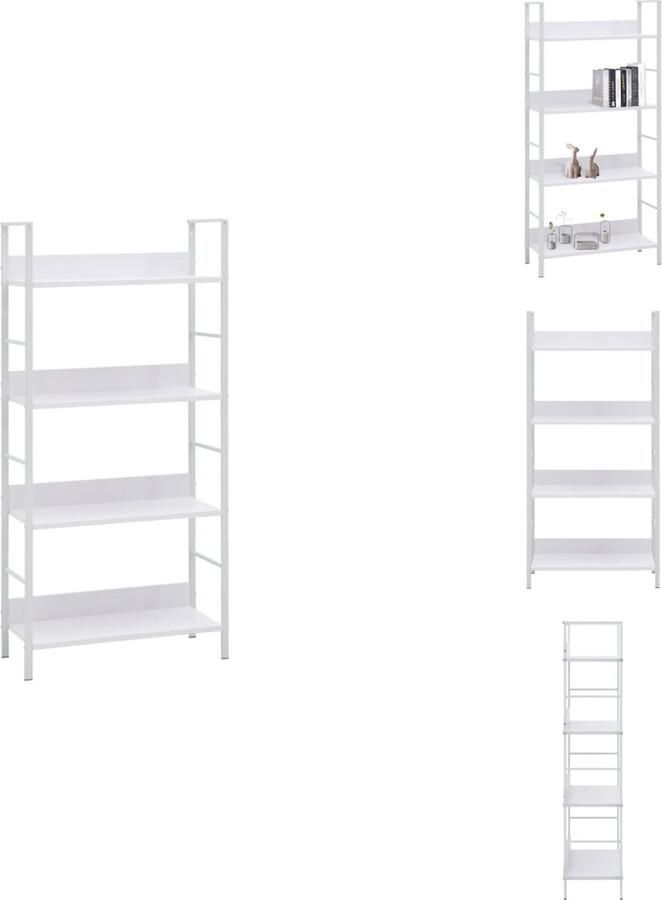 VidaXL Schappenkast Schappenkasten Opbergkast Opbergkasten Boekenkast met 4 schappen 60x27 6x124 5 cm bewerkt hout wit