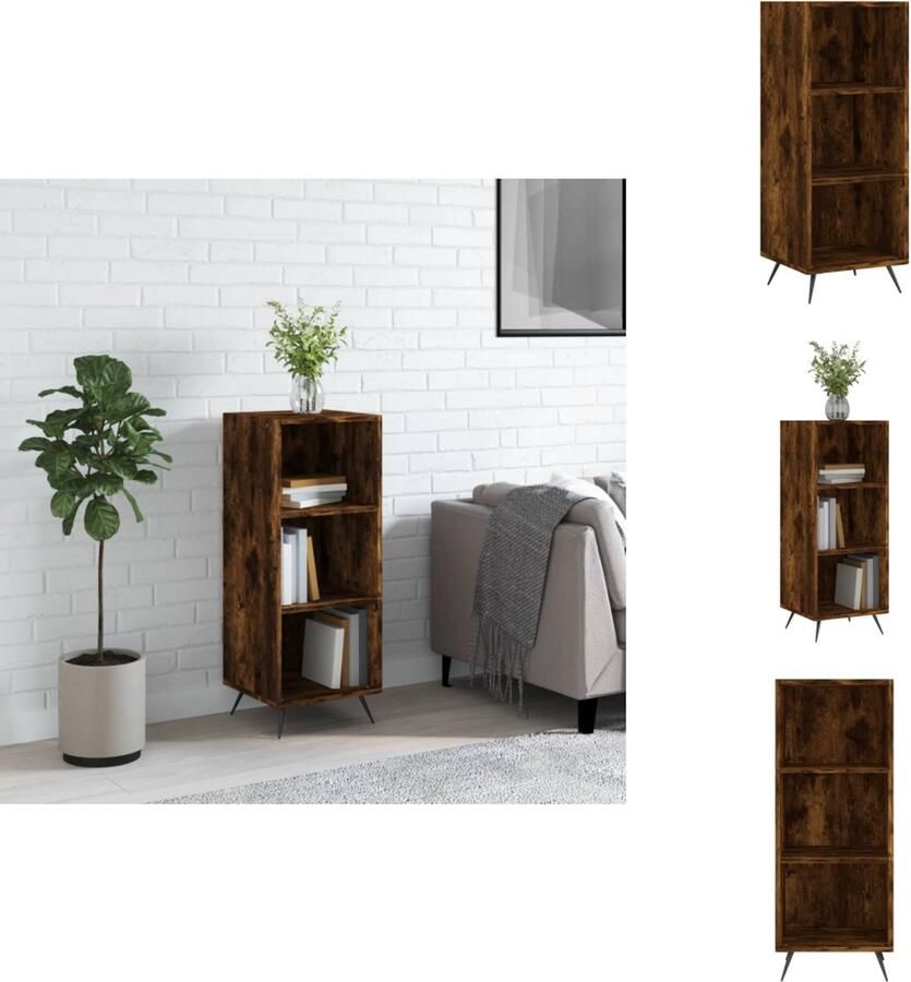 VidaXL Schappenkast Schappenkasten Wandkast Kast Schappenkast 34-5x32-5x90 cm bewerkt hout gerookt eikenkleurig