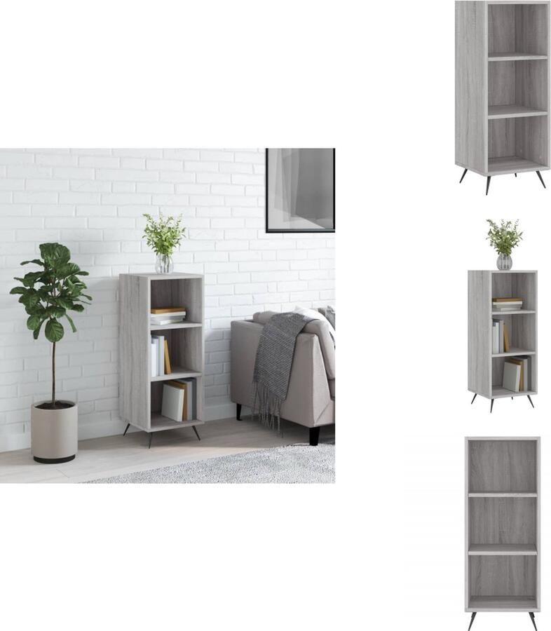 VidaXL Schappenkast Schappenkasten Wandkast Kast Schappenkast 34 5x32 5x90 cm bewerkt hout grijs sonoma eiken - Foto 2