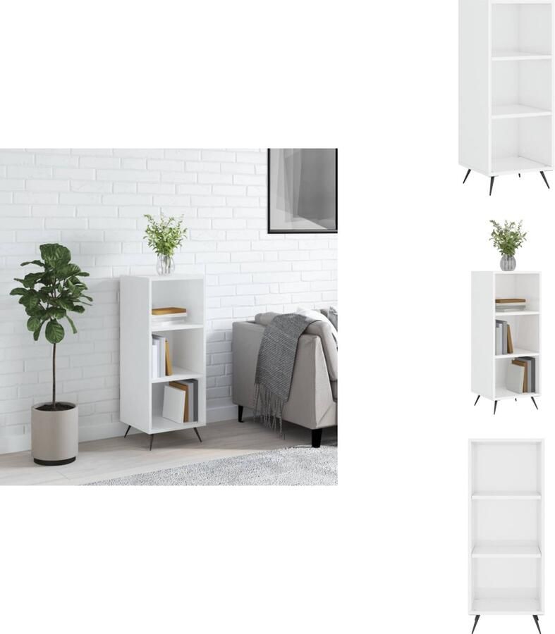 VidaXL Schappenkast Schappenkasten Wandkast Kast Schappenkast 34 5x32 5x90 cm bewerkt hout hoogglans wit