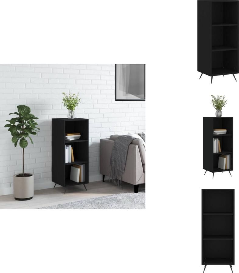 VidaXL Schappenkast Schappenkasten Wandkast Kast Schappenkast 34-5x32-5x90 cm bewerkt hout zwart