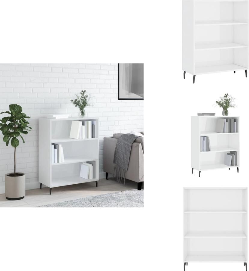 VidaXL Schappenkast Schappenkasten Wandkast Kast Schappenkast 69-5x32-5x90 cm bewerkt hout hoogglans wit