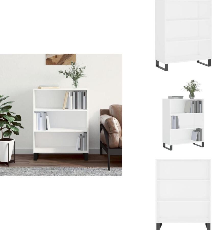 VidaXL Schappenkast Basic Wit 69.5 x 32.5 x 90 cm Duurzaam materiaal Metalen poten Voldoende opbergruimte Keukenkast