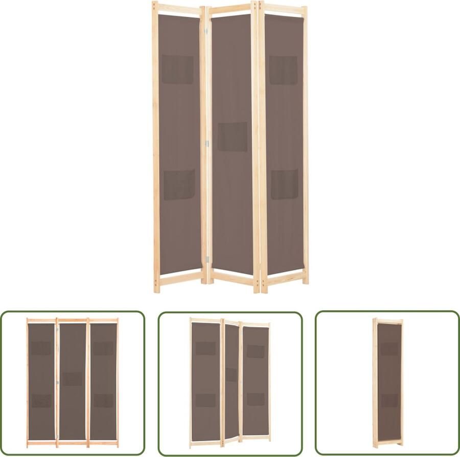 The Living Store Kamerscherm met 3 panelen 120x170x4 cm stof bruin Kamerscherm Scheidingswand Privacy Screen Kamerdecoratie Meubilair