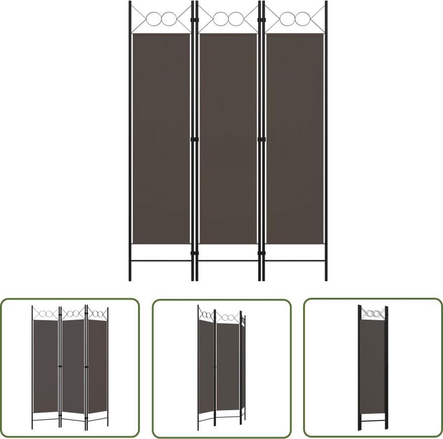 The Living Store Vrijstaande Ruimteverdeler 120x180cm Antraciet Kamerscherm Scheidingswand Paravent Privacy Screen Ruimteverdeler - Foto 2