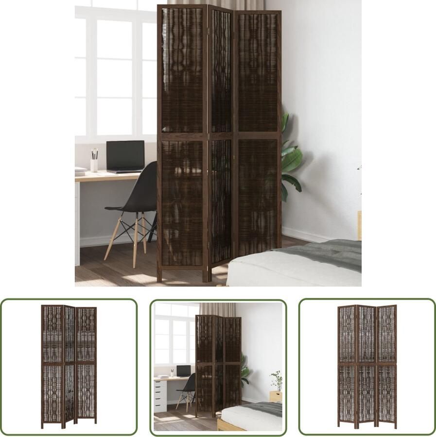 The Living Store Kamerscherm Wilgentak Donkerbruin 105-110 x 220 cm Branderige uitstraling Kamerscherm Scheidingswand Privacy Screen Wilgentakken Paulownia Hout