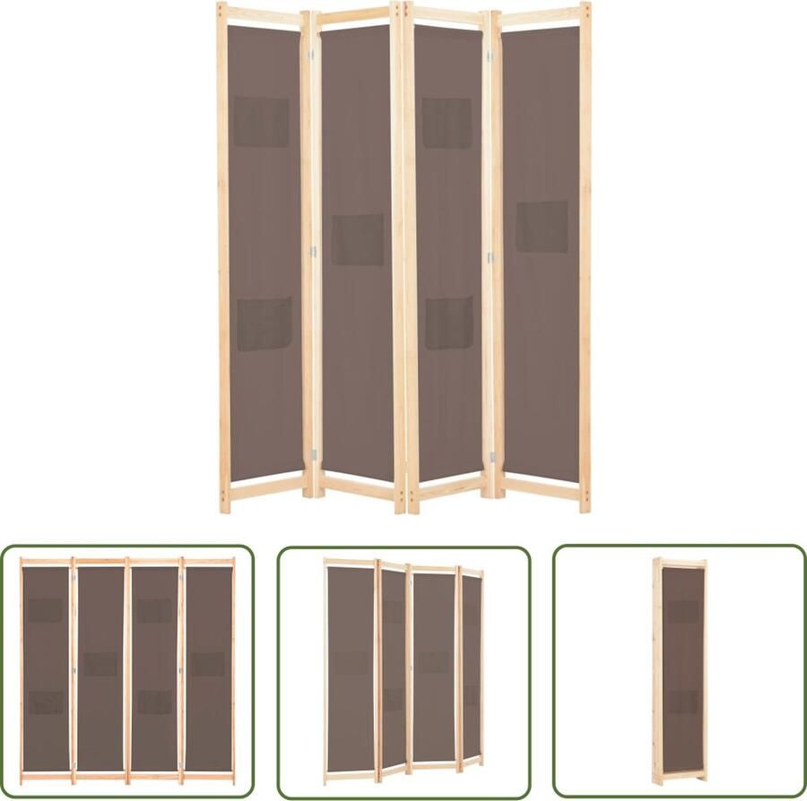 The Living Store Kamerverdeler Bruin 160 x 170 x 4 cm Vurenhouten frame Kamerscherm Scheidingswand Privacy Screen Woonaccessoires Meubilair
