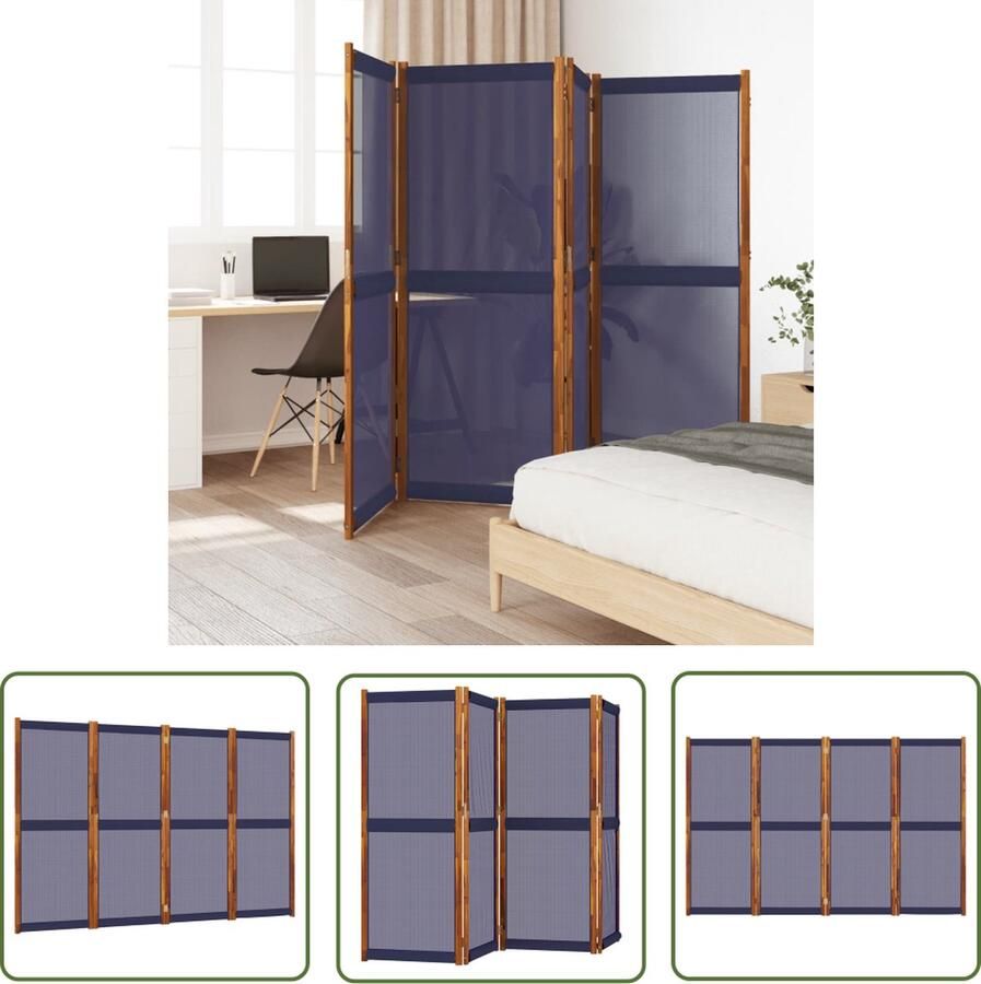 The Living Store Scharnierende Kamerscherm 280 x 180 cm Duurzaam Acaciahout Massief Textileen Kamerscherm Scheidingswand Privacy Screen Wanddecoratie Acacia Hout