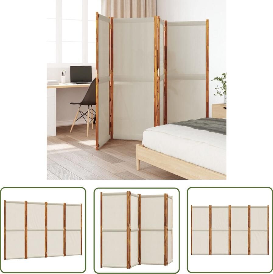 The Living Store Scharnierend Kamerscherm 280 x 180 cm Lichtgrijs Acaciahout Textileen Kamerscherm Scheidingswand Privacy Screen Acacia Hout Textiel