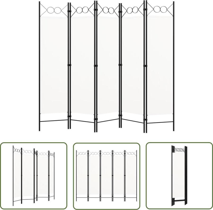 The Living Store Ruimteverdeler 5 panelen 200 x 180 cm Crèmewit Kamerscherm Scheidingswand Paravent Ruimteverdeler Privacy Screen