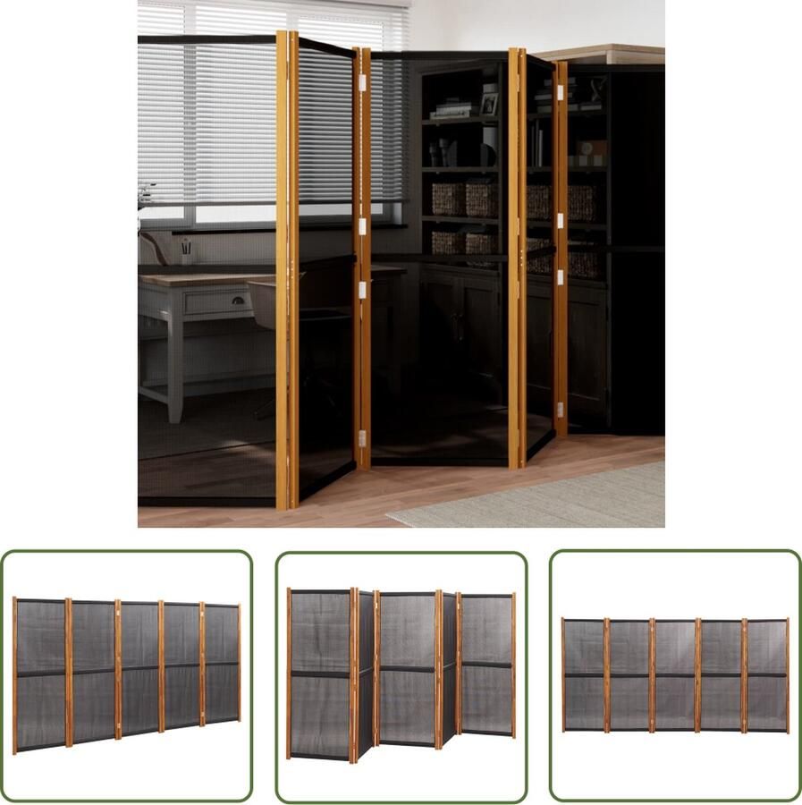 The Living Store Kamerscherm Serene Kamerscherm 350x180 cm Acaciahout Zwart Kamerscherm Scheidingswand Privacy Screen Wanddecoratie Acacia Hout - Foto 2