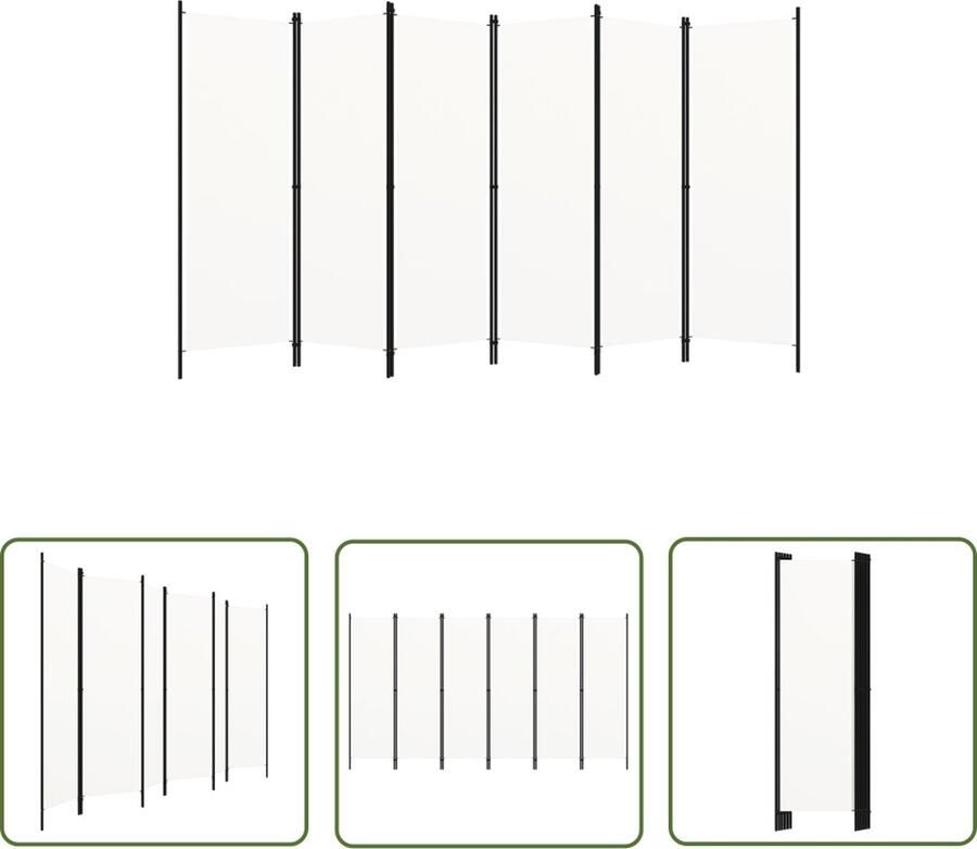 The Living Store Ruimteverdeler 6 panelen 300 x 180 cm Crèmewit Polyester en ijzer Kamerscherm Scheidingswand Privacy Screen Room Divider Paravent