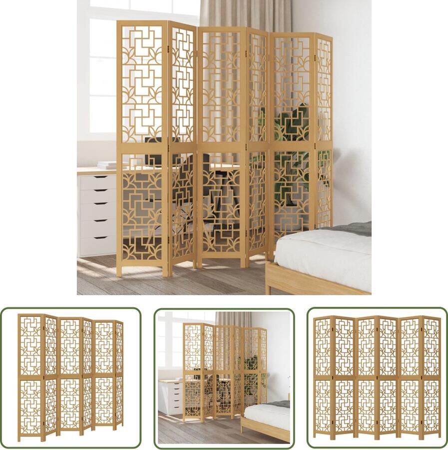 The Living Store Kamerscherm Scheidingswand 210-215 x 200 cm Massief paulowniahout Kamerscherm Scheidingswand Paulowniahout Houten Kamersscherm Privacy Screen