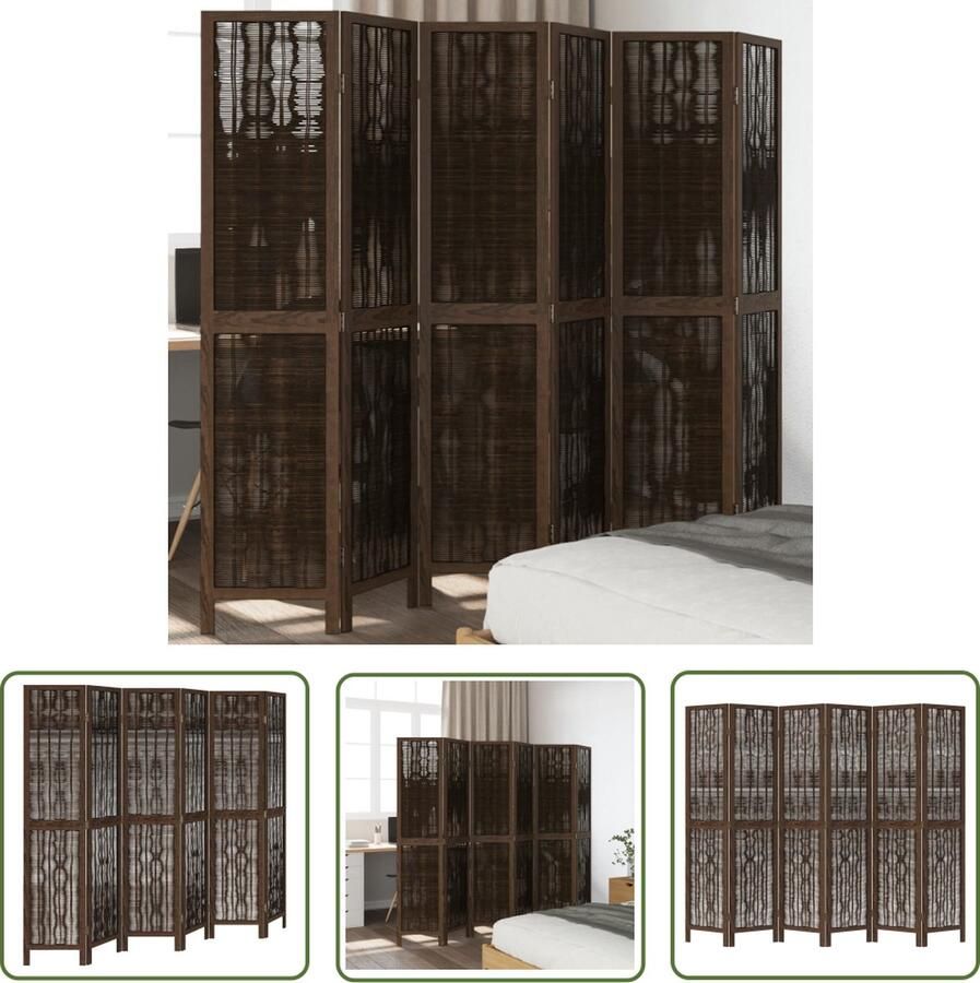 The Living Store Kamerscherm Wilgentakken 210-215 x 180 cm Verbrande uitstraling Kamerscherm Scheidingswand Wilgentakken Paulownia Hout Verbrande Look