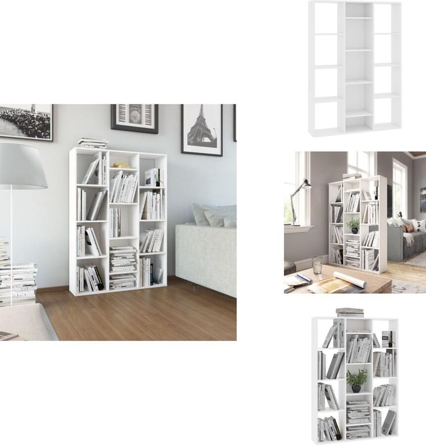 VidaXL Scheidingswand Scheidingswanden Kamerverdeler Kamerverdelers Kamerscherm boekenkast 100x24x140 cm bewerkt hout wit