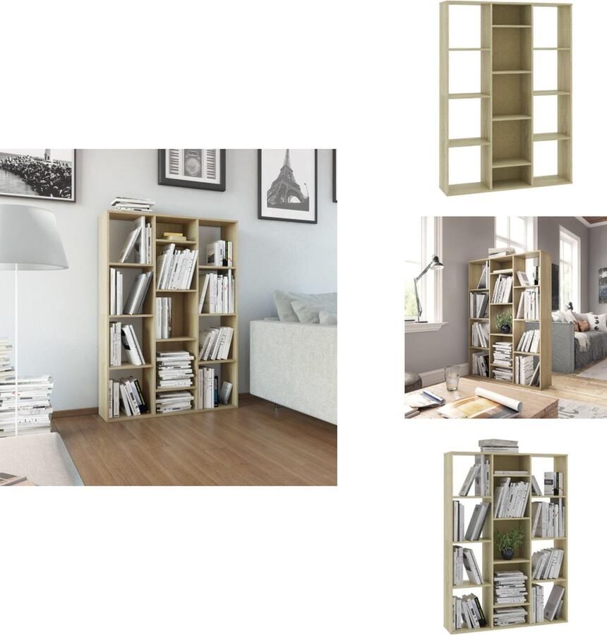 VidaXL Scheidingswand Scheidingswanden Kamerverdeler Kamerverdelers Kamerscherm boekenkast 100x24x140 cm bewerkt hout eikenkleurig