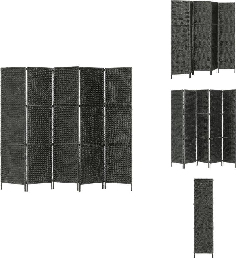 VidaXL Scheidingswand Scheidingswanden Privacy Scherm Privacy Schermen Kamerscherm met 5 panelen 193x160 cm waterhyacint zwart