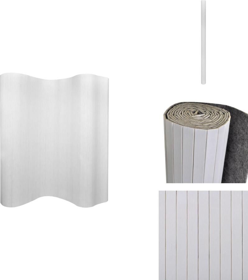 VidaXL Scheidingswand Scheidingswanden Ruimteverdeler Ruimteverdelers Kamerscherm 250x165 cm bamboe wit