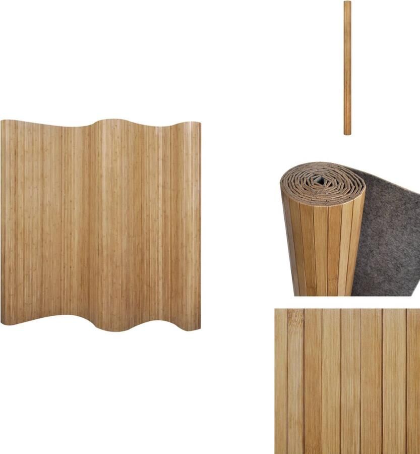 VidaXL Scheidingswand Scheidingswanden Ruimteverdeler Ruimteverdelers Kamerscherm 250x165 cm bamboe natuurlijk