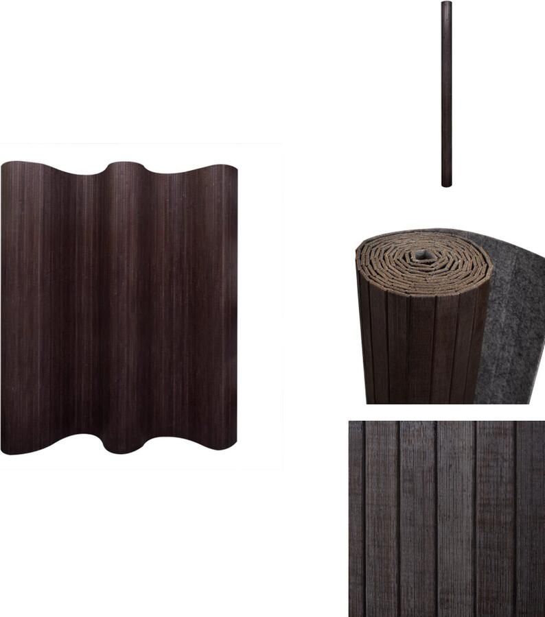 VidaXL Scheidingswand Scheidingswanden Ruimteverdeler Ruimteverdelers Kamerscherm donkerbruin bamboe 250x165 cm - Foto 2
