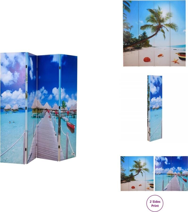 VidaXL Scheidingswand Scheidingswanden Ruimteverdeler Ruimteverdelers Kamerscherm inklapbaar strand 160x170 cm - Foto 2