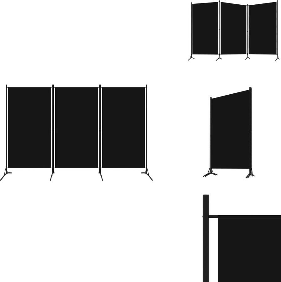 VidaXL Scheidingswand Scheidingswanden Ruimteverdeler Ruimteverdelers Kamerscherm met 3 panelen 260x180 cm zwart