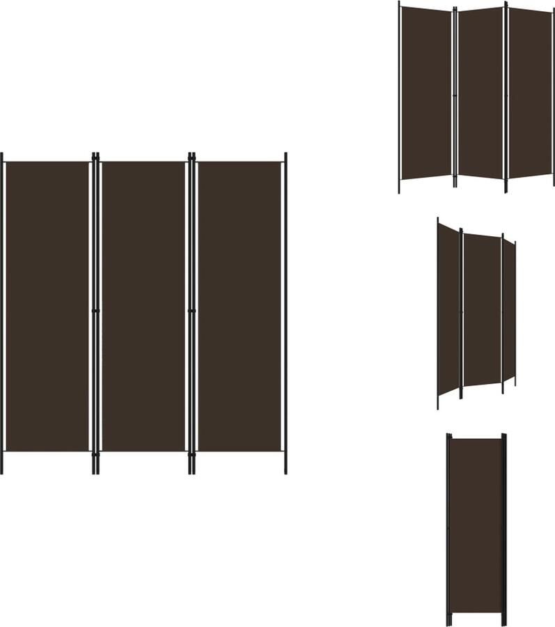 VidaXL Scheidingswand Scheidingswanden Ruimteverdeler Ruimteverdelers Kamerscherm met 3 panelen 150x180 cm bruin - Foto 2
