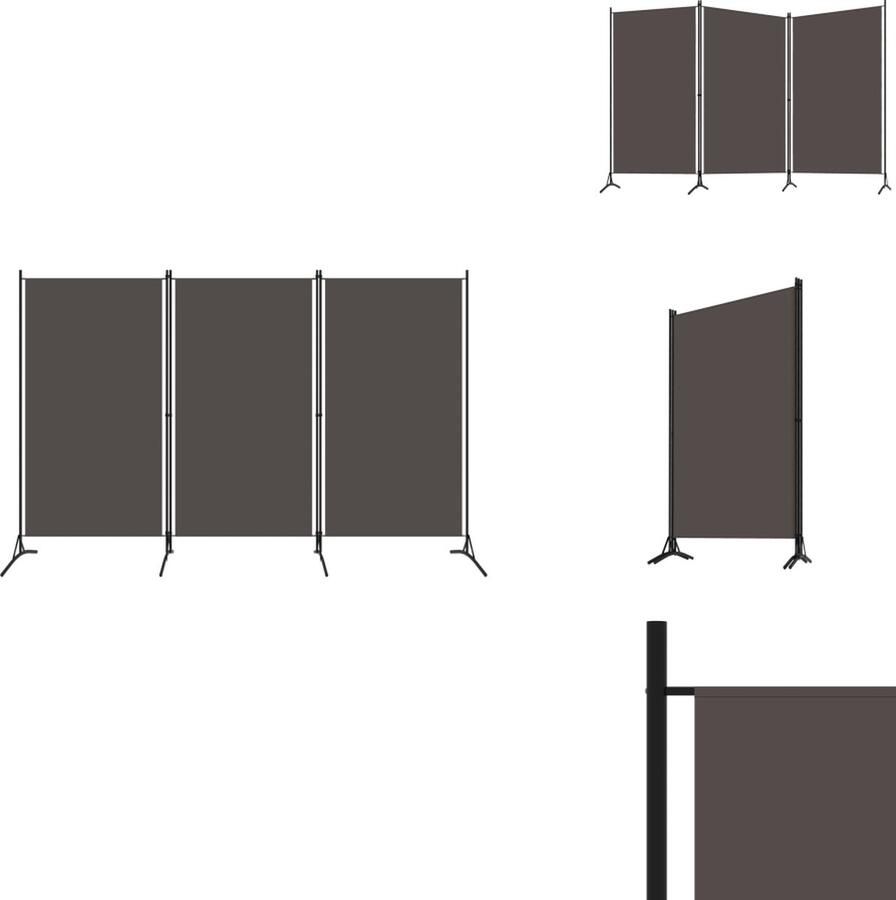 VidaXL Scheidingswand Scheidingswanden Ruimteverdeler Ruimteverdelers Kamerscherm met 3 panelen 260x180 cm antraciet