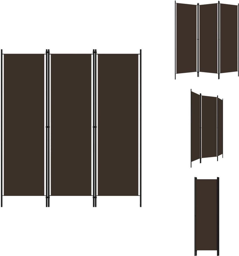 VidaXL Scheidingswand Scheidingswanden Ruimteverdeler Ruimteverdelers Kamerscherm met 3 panelen 150x180 cm bruin