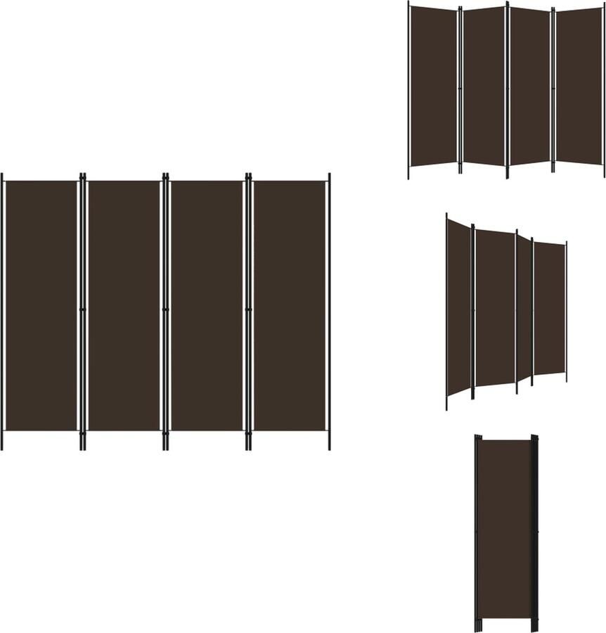 VidaXL Scheidingswand Scheidingswanden Ruimteverdeler Ruimteverdelers Kamerscherm met 4 panelen 200x180 cm bruin