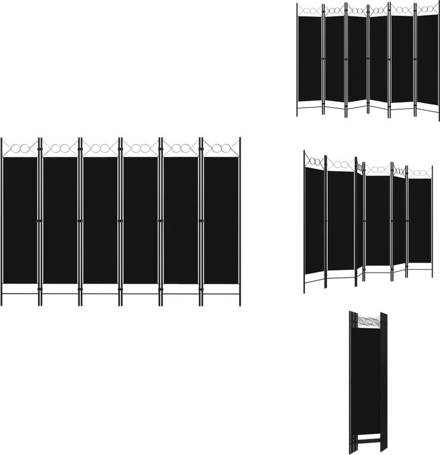 VidaXL Scheidingswand Scheidingswanden Ruimteverdeler Ruimteverdelers Kamerscherm met 6 panelen 240x180 cm zwart