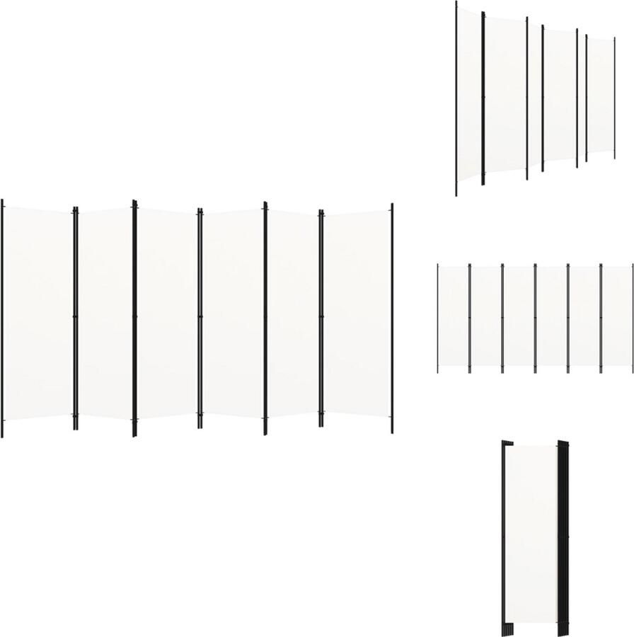 VidaXL Scheidingswand Scheidingswanden Ruimteverdeler Ruimteverdelers Kamerscherm met 6 panelen 300x180 cm crèmewit
